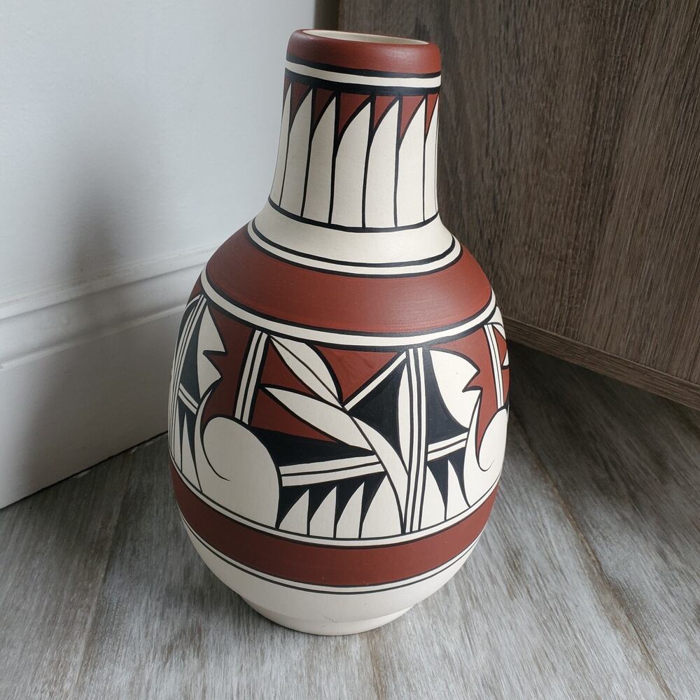 Signed Navajo Native American Pottery Vase 12" Tribal Art by Nakai